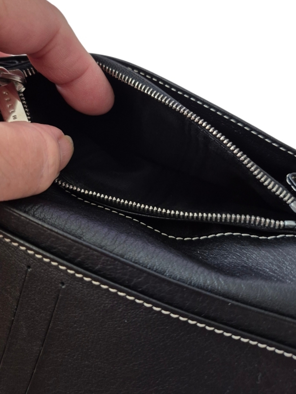 Celine Paris Black Grey Triomphe Fabric Leather Long Wallet - Picture 8 of 13
